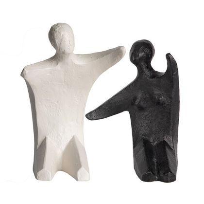 S/2 ceramic figures beige-black 30.5x11x22.8cm