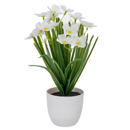 WHITE FLOWERS IN PLASTIC POT 10X9X28 CM
