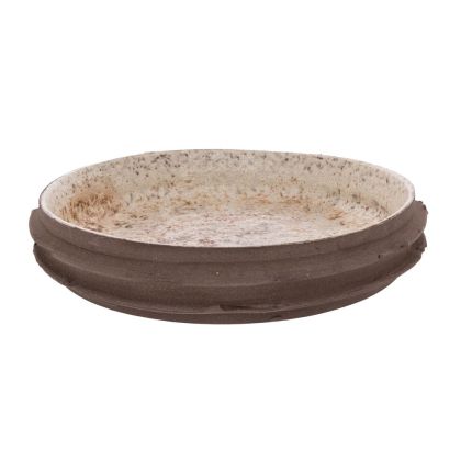 WHITE CERAMIC PLATE WITH BLACK BASE 28X28X5 CM
