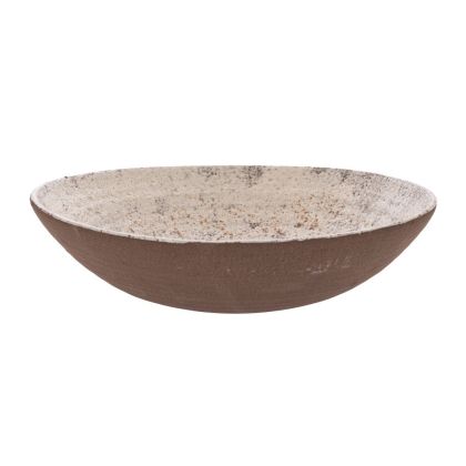 WHITE CERAMIC PLATE WITH BLACK BASE 28X28X9 CM
