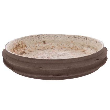 WHITE CERAMIC PLATE WITH BLACK BASE 37X37X5 CM