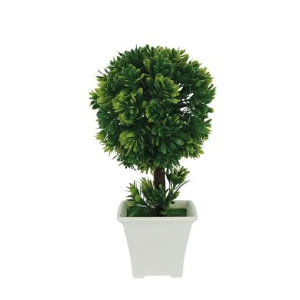 White pot with green ball succulent - 12x22cm 96/box