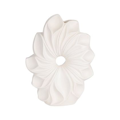Ceramic flower vase white 19.5x7x26cm