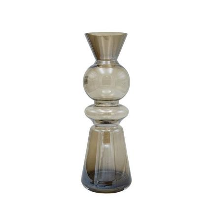 Glass vase, glossy gray 14x14x41cm