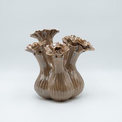 Ceramic flower vase, dark silver 22x22x20cm