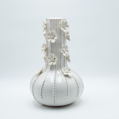 Flower vase, ceramic, white, 21.5x21.5x34cm
