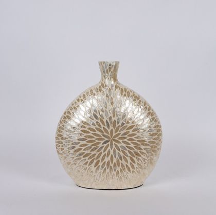Vase, iridescent white, 34x12x41cm
