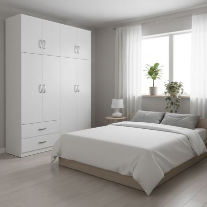 Athos wardrobe with four doors and loft, white, 160x42x240 cm