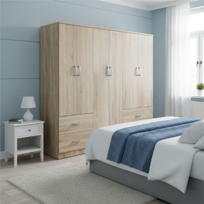 Athos wardrobe with six doors, Sonoma size, 200.5x42x180 cm