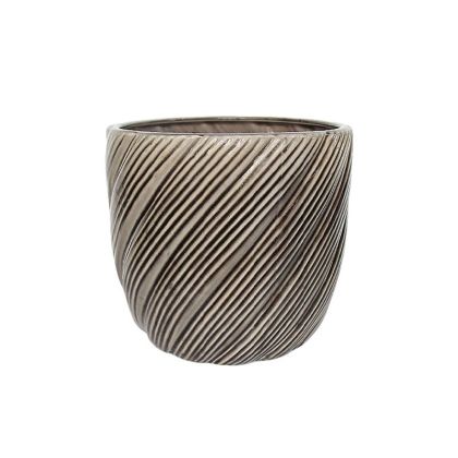 Clay pot brown cylinder with strange lines - Φ23x21cm 4/box
