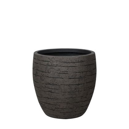 Large fiberclay pot, brown, with cracks - deep bowl - Φ43x43cm