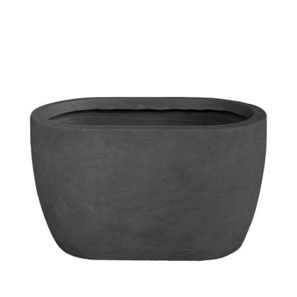 Large flowerpot made of lightweight black cement, rectangular - 78x46x44cm