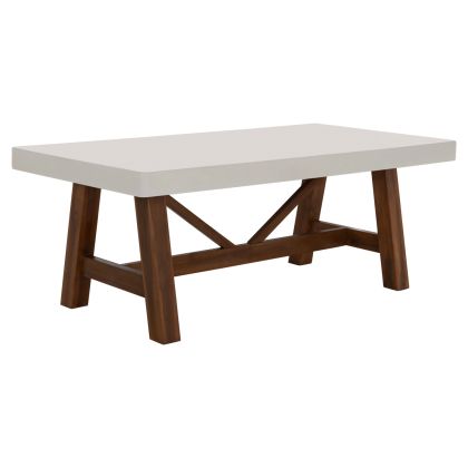 Garden coffee table Maeve Hm6595.02 beige fiber cement top - acacia wood legs 130x70x45hcm