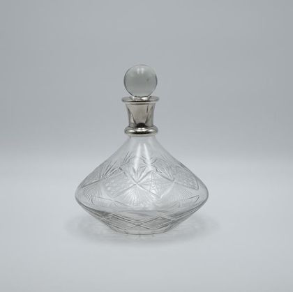 Decanter glass-metal silver 22x20cm