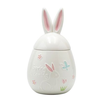 Decorative Easter jar rabbit ceramic white 15.9x16.2x28cm