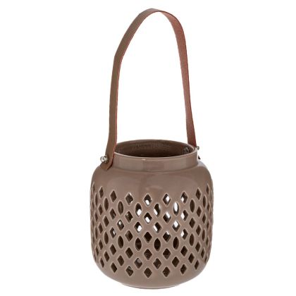 DECORATIVE CERAMIC LANTERN IN KHAKI COLOR 10.5X12 CM