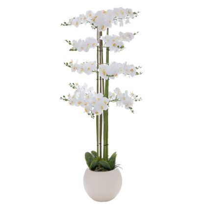 DECORATIVE WHITE ORCHID PHALAENOPSIS IN CERAMIC POT 160 CM