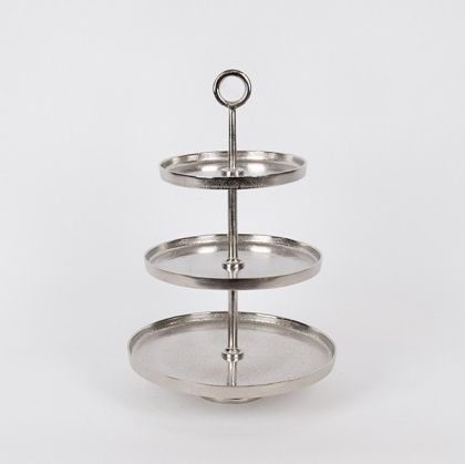 Decorative cake stand 3 tiers metal silver 10x48cm