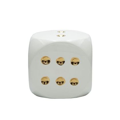 Decorative dice white-gold 15x15x14.5cm