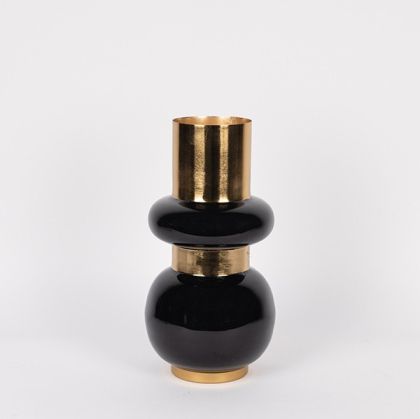 Iron vase - ceramic gold-black 18x10x33cm