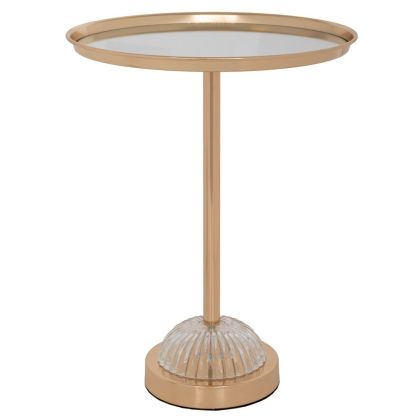 GOLDEN METAL TRAY WITH MIRROR ON BASE D30X40CM