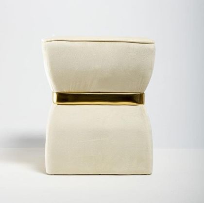Velvet stool, gold-ecru 38x38x46cm