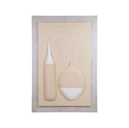 Painting 3d vases white - beige 80x120cm
