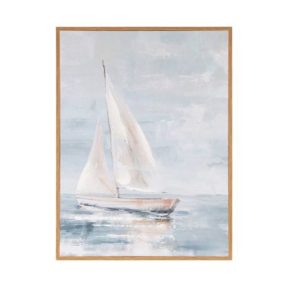 Painting ship light blue - white 30x2x40cm