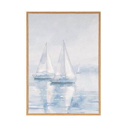 Painting ships in light blue - beige 30x2x40cm