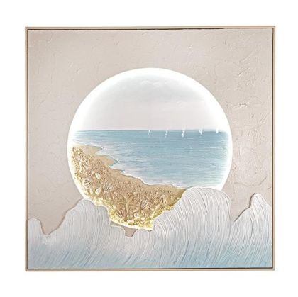 Picture Led sea beige-light blue 82x5x82cm