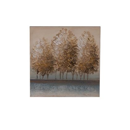 Painting trees brown-white-light blue 40x2.5x40cm