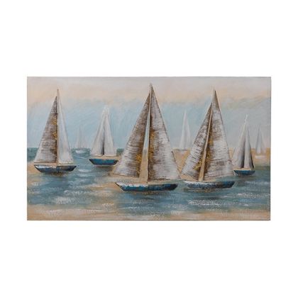 Painting ships in light blue-white-gold 100x60cm