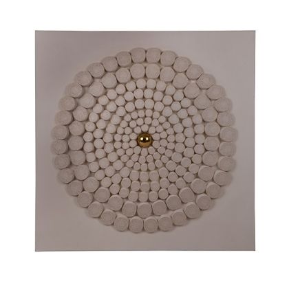 Picture circle with gold ball, white, 90x3.5x90cm
