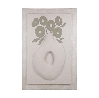 Canvas painting vase beige - light green 80x120cm