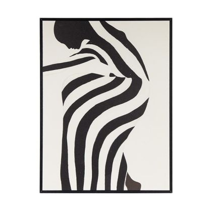 Canvas painting female left profile with dress white-black 30x2x40cm