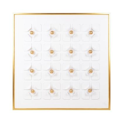 Canvas painting, white - gold, 100x3.5x100cm
