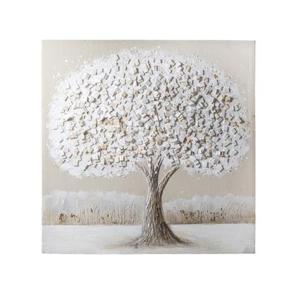 Painting with tree brown-white 100x3x100cm