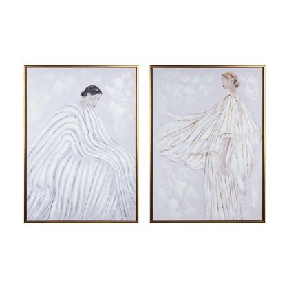 Framed painting, female, white, 50x70 cm