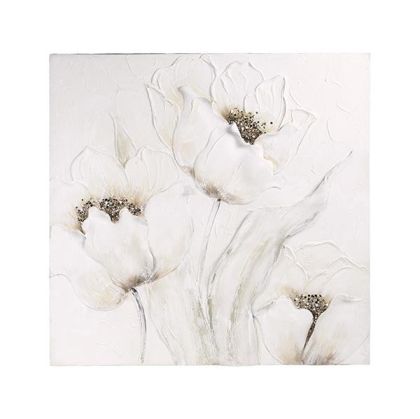 Painting flowers white-brown 80x3x80cm