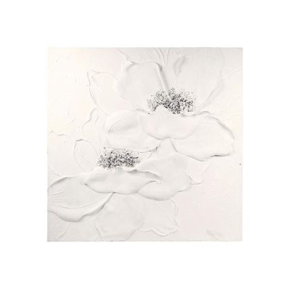 Painting flowers white-silver 100x3x100cm