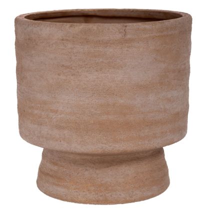 BROWN-GOLD ROUND CERAMIC FLOWER POT 14X14X14 CM