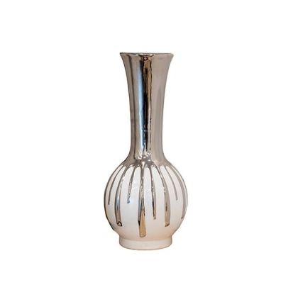 Ceramic vase white-silver 16.5x16.5x33.5cm