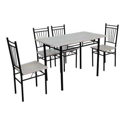 КОМПЛЕКТ МАСА И СТОЛОВЕ ROZA 5 ЧАСТИ SONOMA MDF И МЕТАЛНИ ЧЕРНИ КРАКА 110X60X75СМ