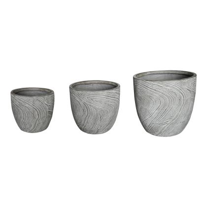 ANTHEA 3-PIECE CERAMIC FLOWER POT SET IN GREY