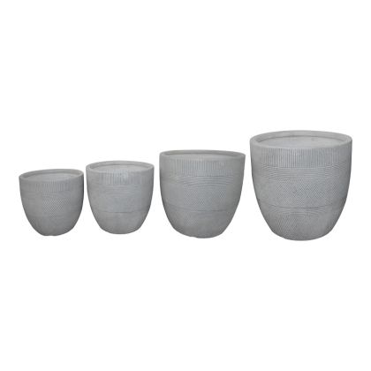 VERVETA 4-PIECE CERAMIC FLOWER POT SET IN GREY