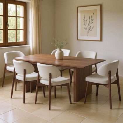 Dining table set Eleganza-siena 7-piece Mdf in walnut color 180x99x75.8cm