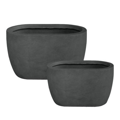 Set/2 lightweight cement pots, black, rectangular - d: 58x34x32, m: 78x46x44 cm 1/box