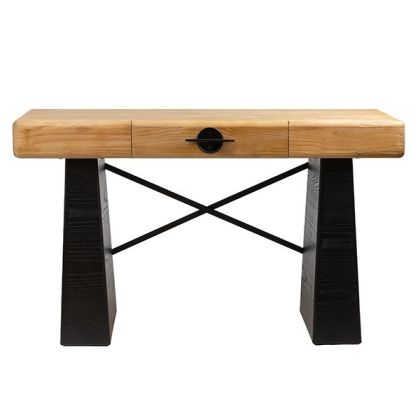 Console Mdf - metallic black - natural 120x40x72cm