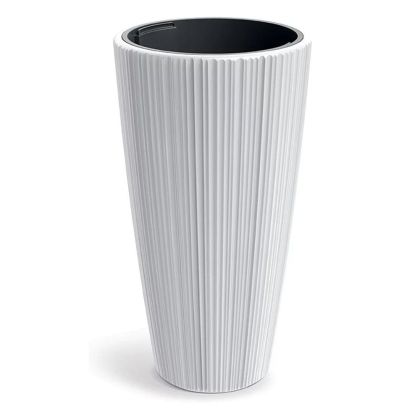 ROUND PLASTIC FLOWER POT ORO, WHITE, 40X73 CM