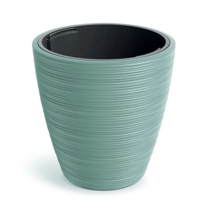 ROUND PLASTIC FLOWER POT VENA, DARK GREEN, 30X30 CM